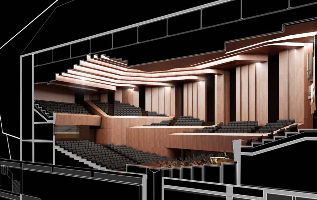 Концертные залы профессии. Tivoli Concert Hall разрез. Architekten von Gerkan Архитектор. Concert Hall Architectural Project. Концертные залы макет.