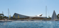 Centre of Mediterranean Culture, Reggio Calabria, Italy | Zaha Hadid Architects, London | Sea view render by NightNurse